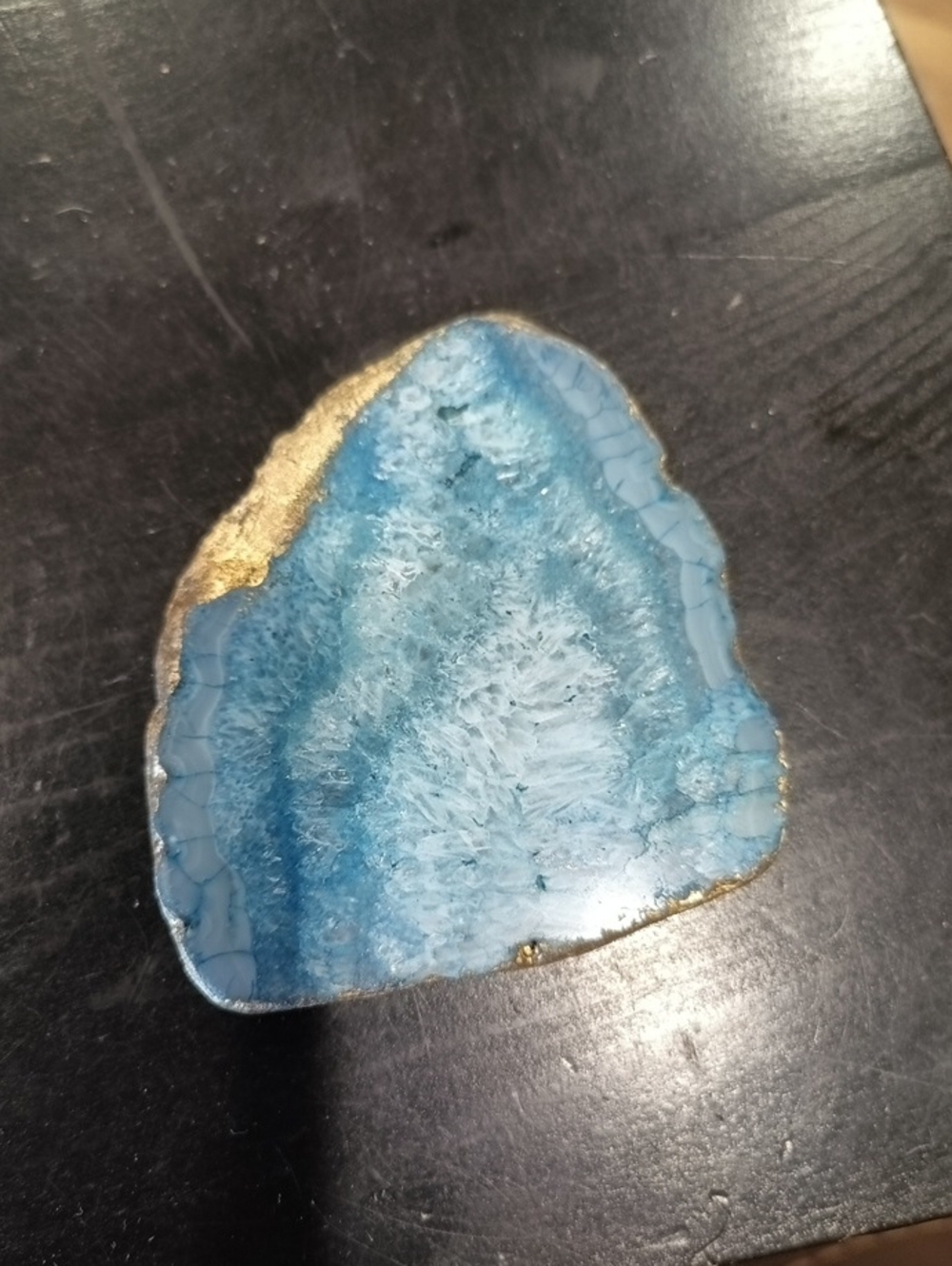 Blue Agate Crysalline Slice